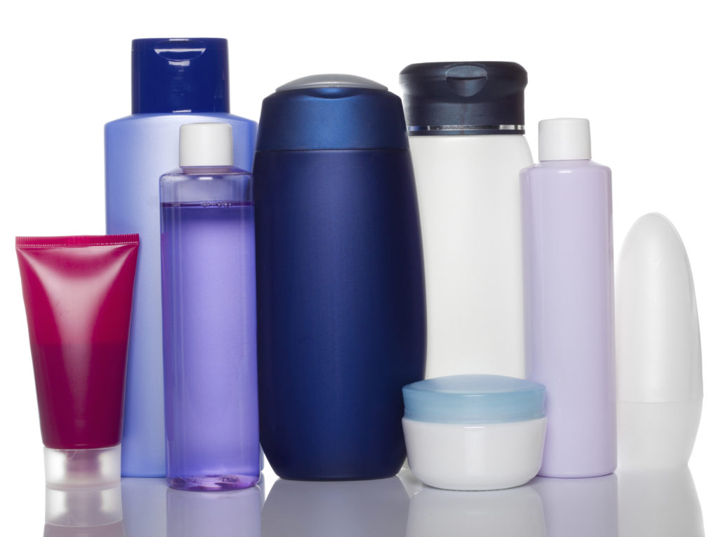 bottles of health and beauty products